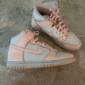 Nike Pink and White High-Top Sneakers